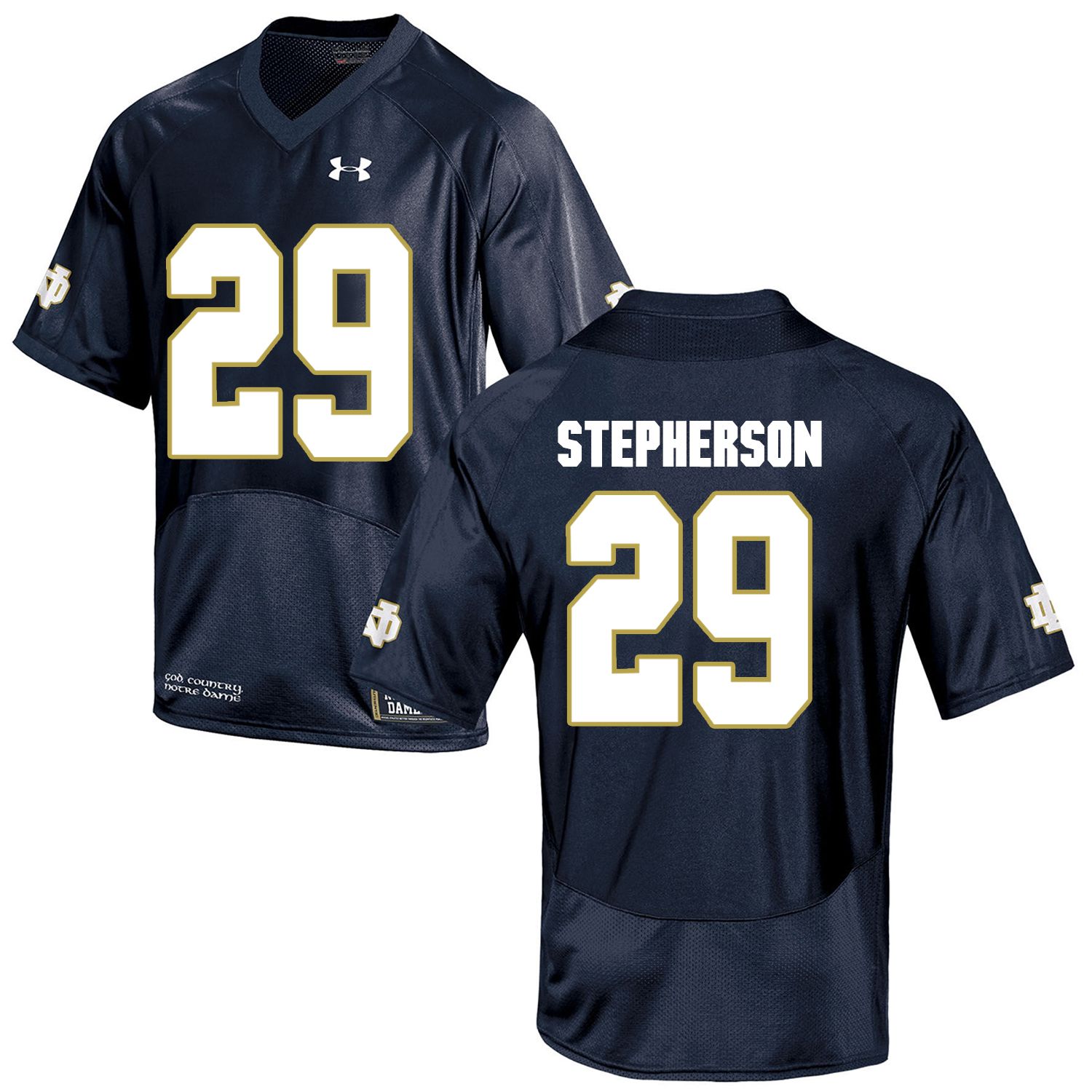 Men Norte Dame Fighting Irish #29 Stepherson Navy Blue Customized NCAA Jerseys->customized ncaa jersey->Custom Jersey